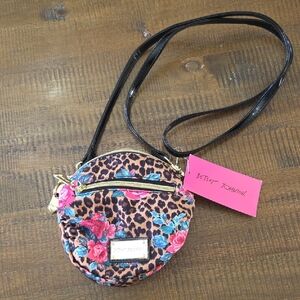 Betsey Johnson Pink Floral Leopard Crossbody Bag
